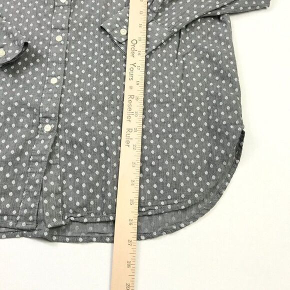 LOFT Womens Cotton Top Gray White Dot Print Button Down Shirt Long Sleeve Small - Picture 6 of 11